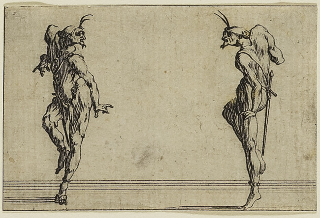 Les Deux Pantalons se regardant (Two Pantaloons Face to Face), from the series Capricci di varie figure (Les Caprices ; The Caprices series)