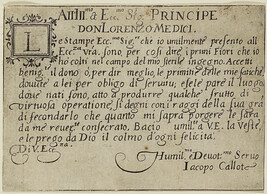 Dédicace à Laurent de Médicis (Dedication to Lorenzo de' Medici), from the series Capricci di varie...