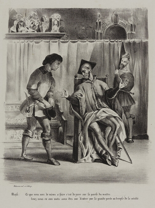 Méphistophélès recevant l'écolier (Mephistopheles Receiving the Student), from Albert Stapfer's French translation of Johann Wolfgang von Goethe’s Faust