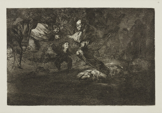 Old Man and the Corpse, plate 18 from the series Los Proverbios (Disparates)