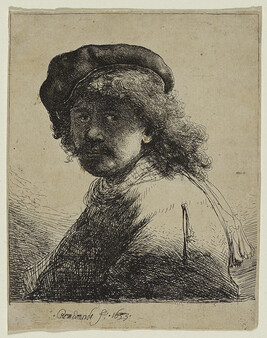 Self-Portrait in a Cap and Scarf with the Face Dark: Bust