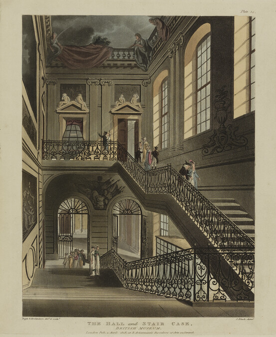 The Hall and Staircase, British Museum, from The Microcosm of London or London in Miniature