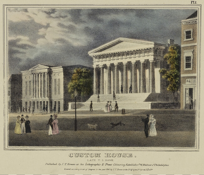 Custom House. Late U.S. Bank, Plate 2 from Views of Philadelphia, and Its Vicinity
