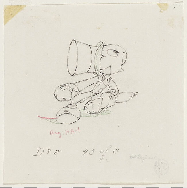 Jiminy Cricket (preliminary drawing for Pinocchio)