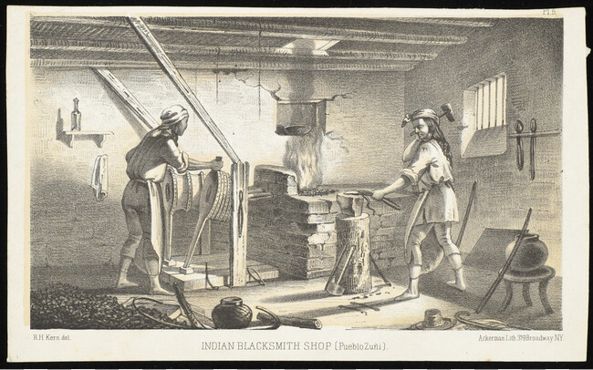 Indian Blacksmith Shop (Pueblo Zuni), Plate 5, from the Report of an Expedition down the Zuni and Colorado Rivers, by Captain L. Sitgreaves