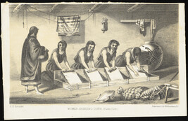 Women Grinding Corn (Pueblo Zuni), Plate 6, from the Report of an Expedition down the Zuni and Colorado...