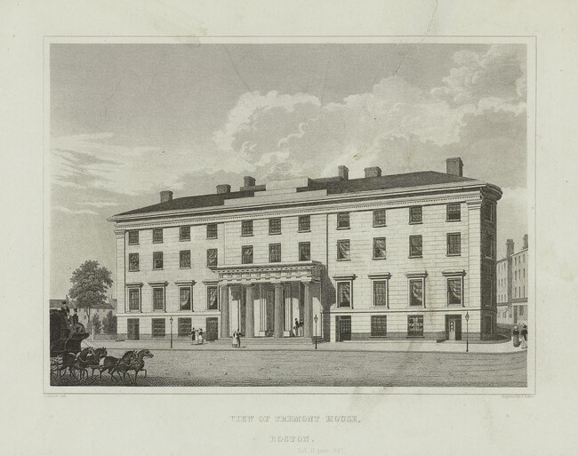 View of Tremont House, Boston, from The history and topography of the United States of North America