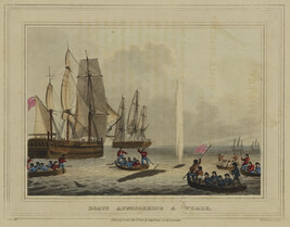 Boats Approaching a Whale, plate II of Whale Fishery from Foreign Field Sports, Fisheries, Sporting...