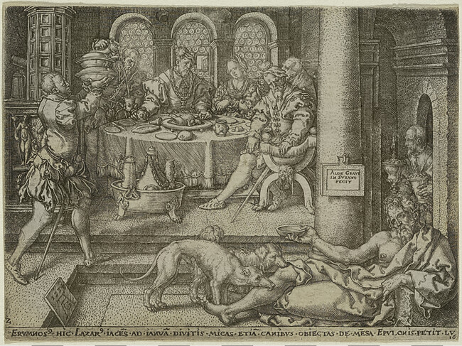 Lazarus Begging for Crumbs from Dives's Table (Luke 16:19-31), No. 2 from the series The Parable of the Rich Man and Lazarus