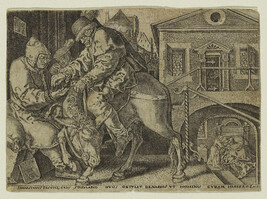The Good Samaritan Paying the Innkeeper for the Care of the Wounded Man (Luke 10: 30-35), No. 3 from the...