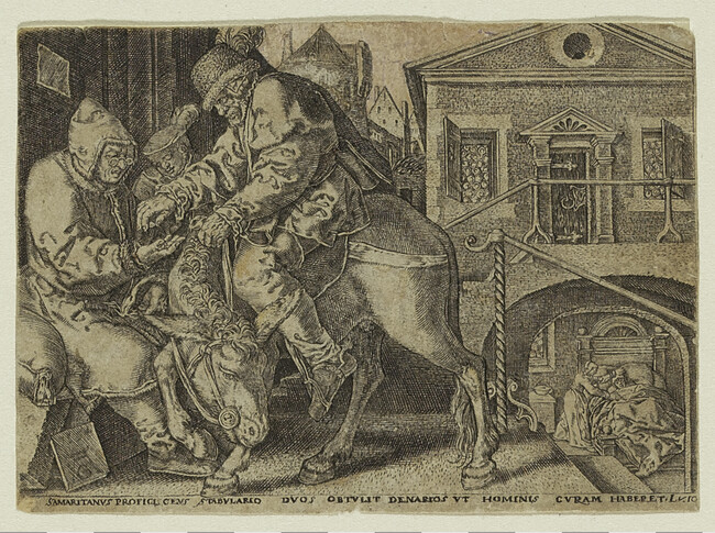 The Good Samaritan Paying the Innkeeper for the Care of the Wounded Man (Luke 10: 30-35), No. 3 from the series 