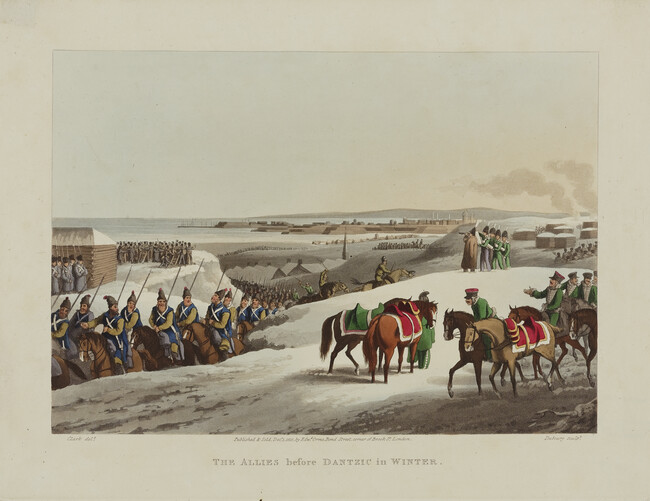 The Allies Before Dantzic in Winter, plate 38 from Historic, military, and naval anecdotes, of personal valour, bravery, and particular incidents which occured to the armies