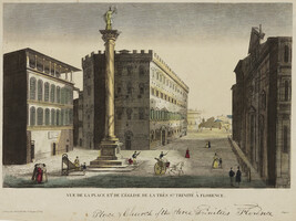 Vue de la Place et de L'Église de la Trés Ste. Trinite à Florence (Palazzo and St. Trinity Church,...