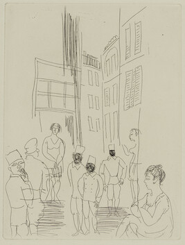 Street Scene with People, from Chapter II of Eugène Montfort's La belle enfant ou l'amour à quarante ans...