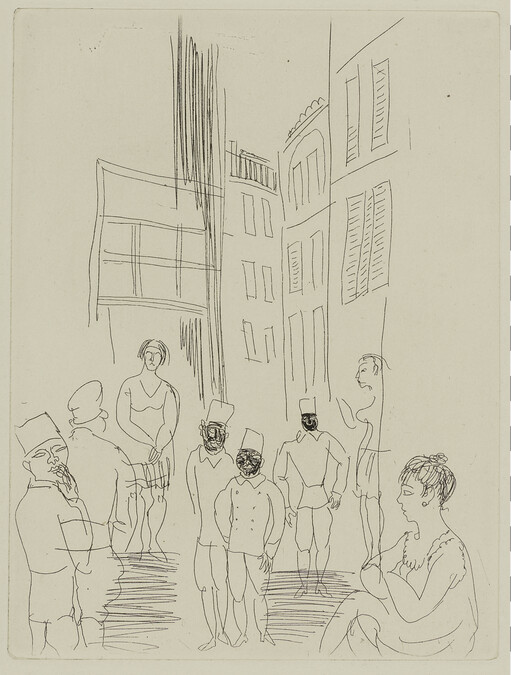 Street Scene with People, from Chapter II of Eugène Montfort's La belle enfant ou l'amour à quarante ans (The Beautiful Child or Love at Forty)