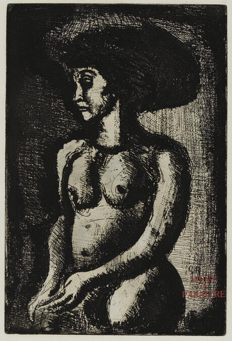 Fille au grand chapeau (Girl with a Wide-Brimmed Hat), from Les Réincarnations du Père Ubu (The Reincarnations of Father Ubu) by Ambroise Vollard; Femme nue, vers la gauche (Nude Woman, From the Left)
