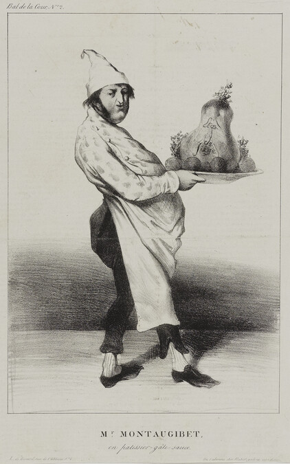 Mr. Montaugibet, en patissieur-gâte-sauce (Mr. Montaugibet, as a Bad Pastry Chef), plate 2 from the series Bal de la Cour (A Ball at Court) in Le Charivari