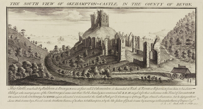 The South View of Okehampton-Castle, in the County of Devon