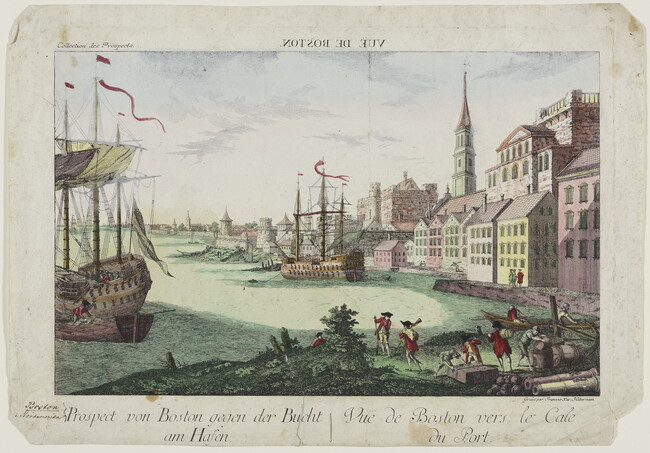 View of Boston (Prospect von Boston gegen der Bucht am Hafen; Vue de Boston vers le Cale du Port)