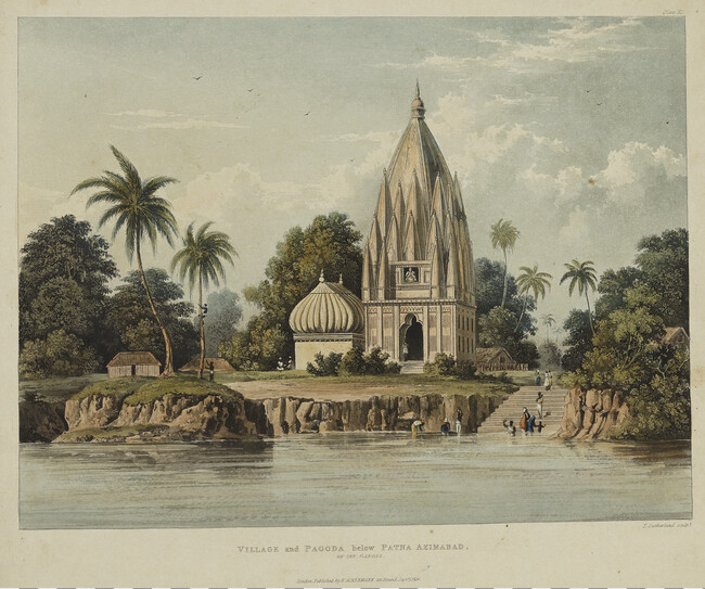 Village and Pagoda below Patna Azimabad, on the Ganges from the book, A Picturesque Tour along the Rivers Ganges and Jumna by Lieutenant-Colonel Charles Ramus Forrest (1750-1827)