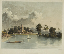 A Village on the Ganges above Boglipore from the book, A Picturesque Tour along the Rivers Ganges and...