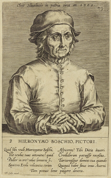 Hiernoymo Boschio, Pictori (Portrait of Hieronymus Bosch), Plate 3 from Pictorum Aliquot Celebrium Germaniae Inferioris Effigies (Effigies of some celebrated painters, chiefly of Lower Germany)