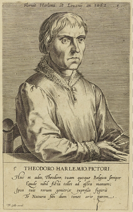 Theodoro Harlemio, Pictori (Portrait of Dirck Bouts), Plate 6 from Pictorum Aliquot Celebrium Germaniae Inferioris Effigies (Effigies of some celebrated painters, chiefly of Lower Germany)