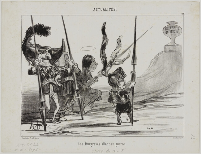 Les Burgraves allant en guerre (The Burgraves Going to War), plate 111 from the series Actualités (News of the Day)