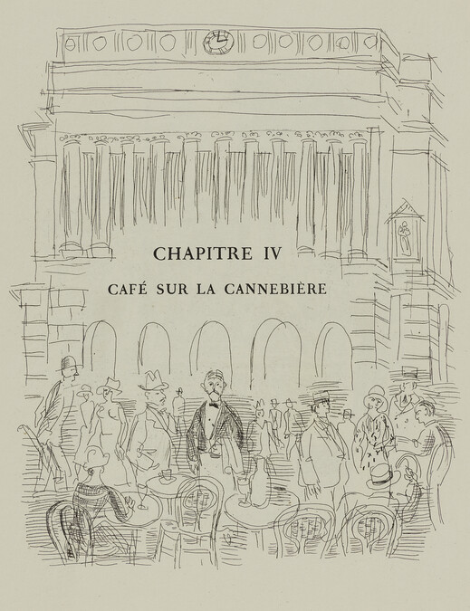 Café sur la Cannebière (Coffee at la Cannebière), from Chapter IV of Eugène Montfort's La belle enfant ou l'amour à quarante ans (The Beautiful Child or Love at Forty) [PR.964.144.2 on reverse]