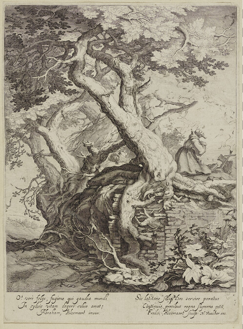 Landscape with a Hermit Praying (A Hermit Kneeling in Prayer by His Delapidated Hut, from a series of four Landscapes with Figures)