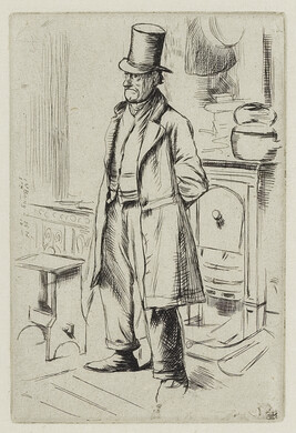 Old Man in Top-Hat Standing Before a Stove