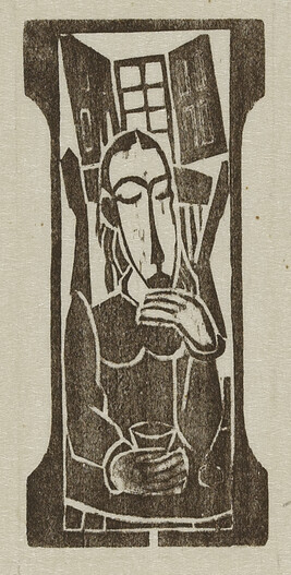 Woman Seated at Table, from the book Woodcuts and Linoleum Blocks