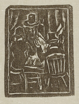 Three Figures Reading, from the book Woodcuts and Linoleum Blocks