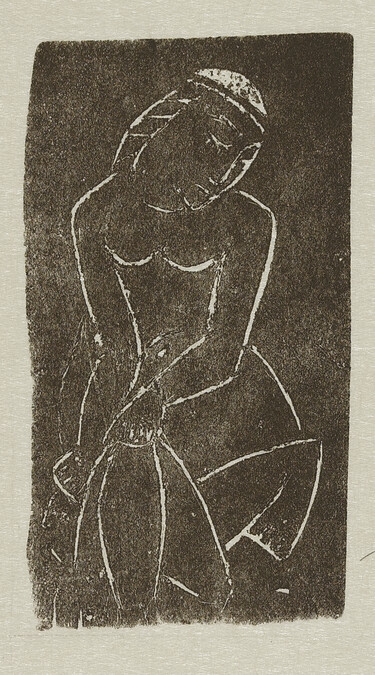 Crouching Nude Figure, from the book Woodcuts and Linoleum Blocks