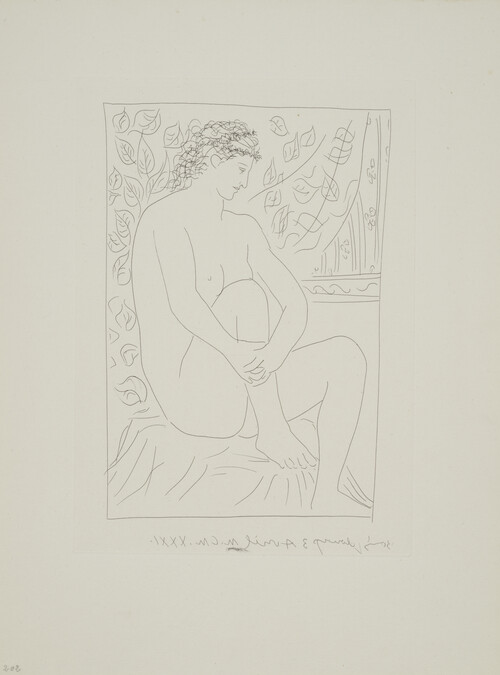 Nude Woman Seated in Front of a Curtain (Femme nue assise devant un rideau), from the Vollard Suite (Suite Vollard)