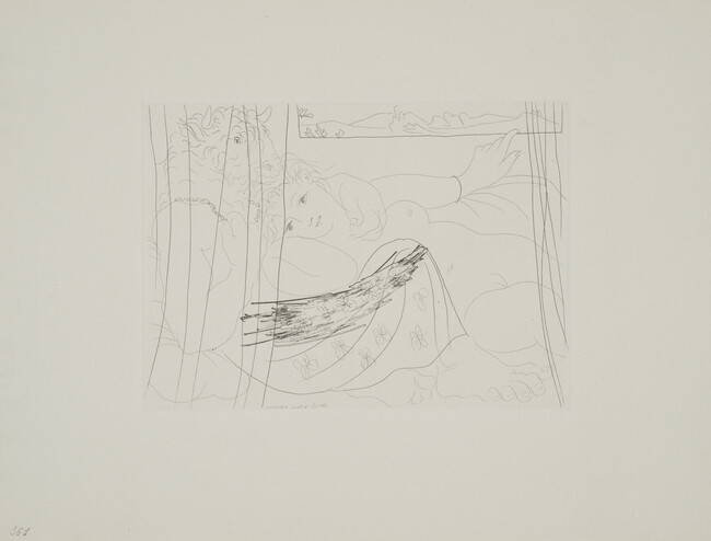 Minotaur and Woman Behind a Curtain (Minotaure et femme derriere un rideau), from The Vollard Suite