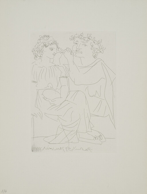 Flute Player and Young Girl with Tambourine (Flutiste et jeune fille au tambourin), from The Vollard Suite