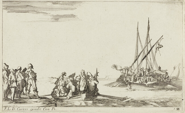 Longboat Full of People Ready to Embark, Plate 5 from Suite de huit marines (Eight Marine Scenes)
