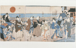 Crowd Gathering for the Opening of Edo's Korin Sengaku Temple (Toto Korin Sengaku-ji Kaicho Gunshu No Zu)