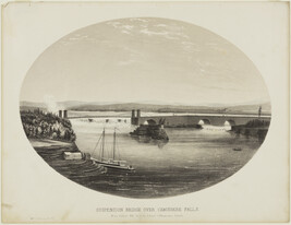 Suspension Bridge over the Chaudière Falls from Harris's Mill, Victoria Island, from Hunter's Ottawa...