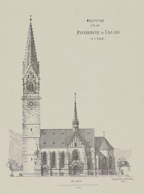 Entwurf fur die Pfarrkirche zu Tramin in S. Tirol (Architectural Drawings and Designs for Monuments: Pilgrim Church of Tramin in South Tyrol)