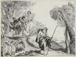 The Holy Family Decending a Forest Path, Near a Flock and Some Shepherds, from the series Flight into...