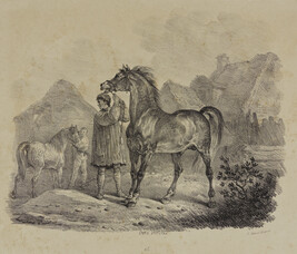 Cavalier menant deux chevaux (Groom Leading Two Horses)