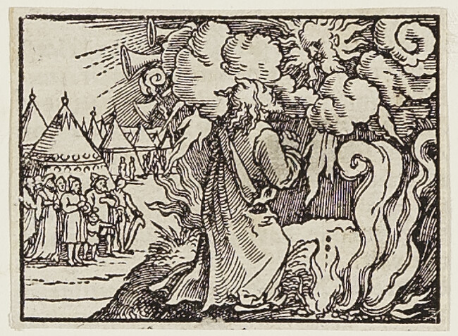 Moses Sees God on Mount Sinai, from the book Biblicae Historiae