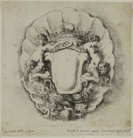 Cartouche with Scallop Shell and Blank Escutcheon, plate 7 from Raccolta di varii capricii et nove...