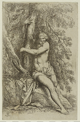 Nude, Seated, Holding onto a Tree, from the Figurine series