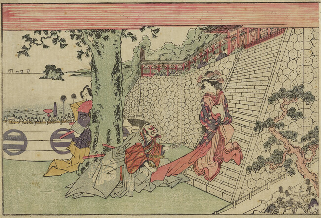 Moronao, Lord of Musashi, offering his verses to the Lady Kawoyo, wife of Yenya, number 1 from the series The Loyal League of Forty-seven Ronin (Uki-E Chushingura)