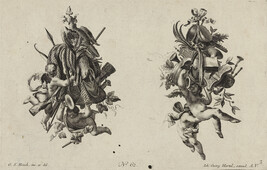 Heraldic arrangements:a. hunting forms; b. muscial forms