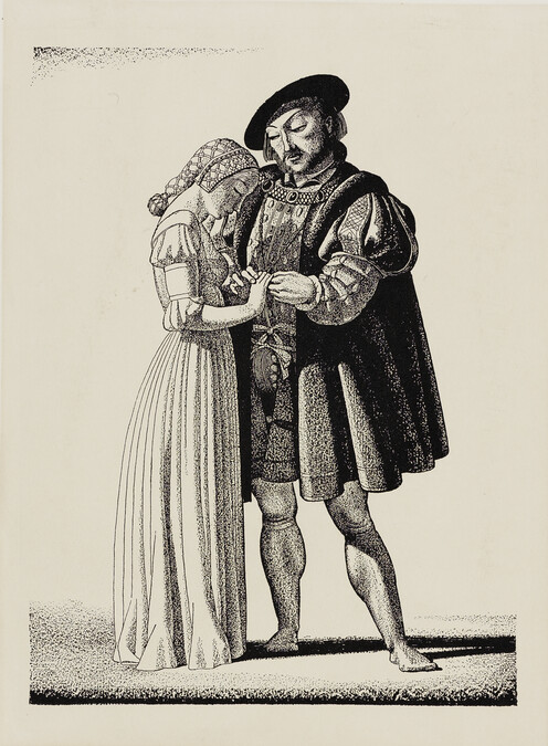 Illustrations from The Complete Works of William Shakespeare: Anne and the King, King speaks, 