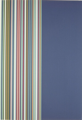Untitled (solid blue vertical section on left, series of colored stripes)